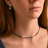 CV Designs CVNCMB MATTE BLUE GOLD BALL NECKLACE