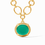 Julie Vos CABOCHON STATEMENT NECKLACE Iridescent Emerald Green