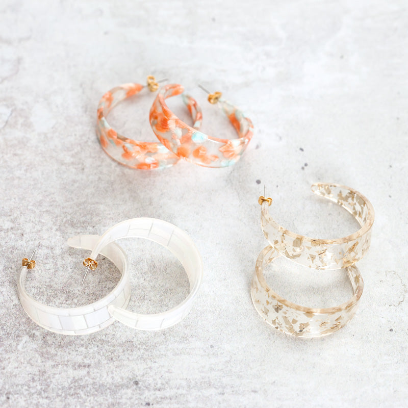 Virtue FLAT ACRYLIC HOOP EARRINGS