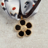 Virtue BLACK ORNATE FLOWER SCARF NECKLACE