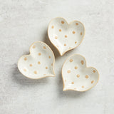 Creative Co-op DOT STONEWARE HEART DISH