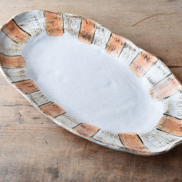 Etta B Pottery GAMEDAY LONG OVAL DISH Orange