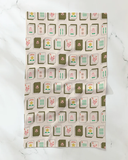 FLOWER TILES WHITE TEA TOWEL