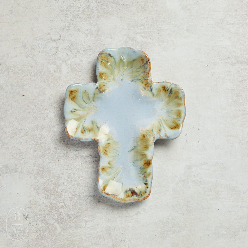 Etta B Pottery SPRING CROSS Number 3 (Blue Green)