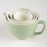 Creative Co-op STONEWARE BATTER BOWL MEASURING CUPS SET Blue