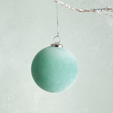 Raz Imports FLOCKED BALL ORNAMENT Seafoam Green