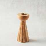 Bloomingville MANGO WOOD PLEATED TAPER CANDLE HOLDER Medium