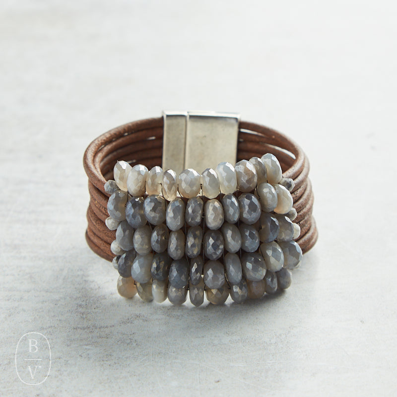 Martell Studio GREY MOONSTONE LEATHER BRACELET G22-362