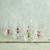 Creative Co-op HOLIDAY STEMLESS WINE GLASS WITH FIGURE
