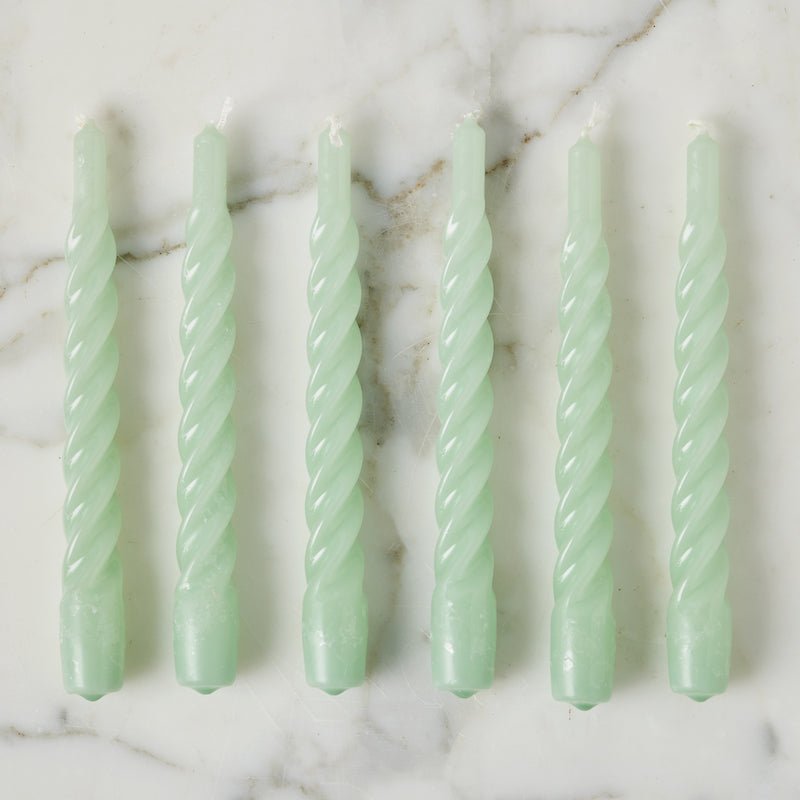 Europe 2 You TWISTED TAPER CANDLES SET OF 6 Sage 8