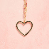 Virtue GOLD PAPERCLIP CHAIN OPEN HEART NECKLACE Black