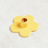 Creative Co-op STONEWARE FLOWER SHAPED TAPER HOLDER Yellow