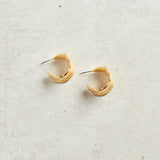 Virtue WIDE WAVY LEAF HOOP EARRINGS Gold