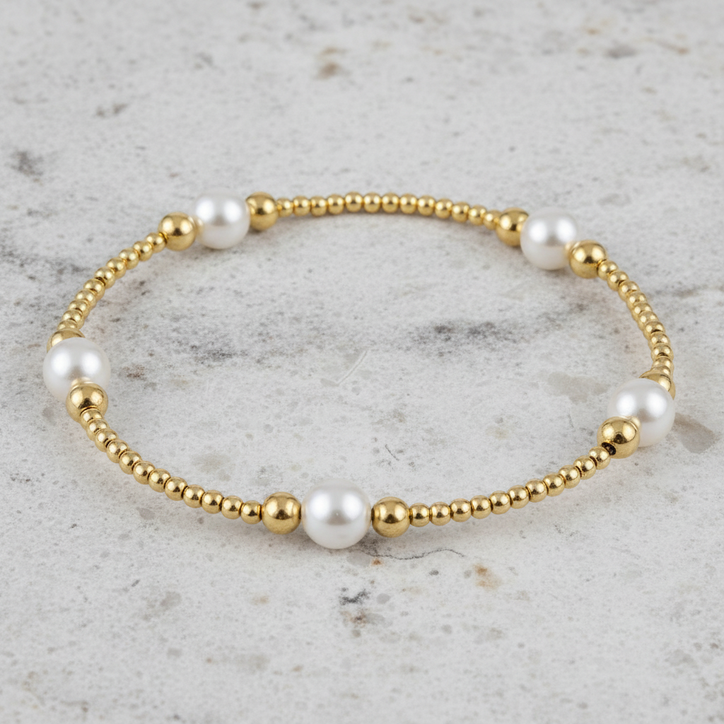 eNewton Design PURPOSE PEARL BEAD BRACELET Gold 6mm