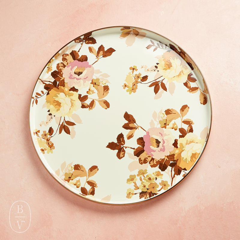 MacKenzie-Childs ROUND TRAY Wild Rose White