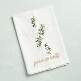 Mudpie WHITE CHRISTMAS VELVET APPLIQUE TOWEL Peace On Earth