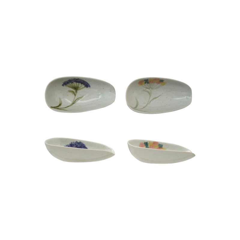 Creative Co-op STONEWARE SPOON REST WITH FLOWERS