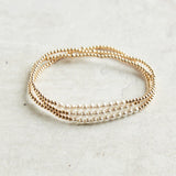 eNewton Design GOLD BLISS STONE BEAD BRACELET Pearl 2mm