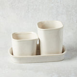 Creative Co-op STONEWARE PLANTERS WITH SAUCER SET OF 3