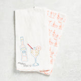 Pomegranate APEROL SPRITZ LINEN TEA TOWEL SET OF 2