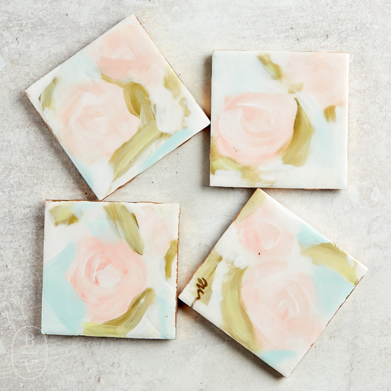 Haley Farris Fine Art FLORAL COASTER SET Blush