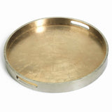 Zodax ROUND ANTIQUE GOLD AND SILVER SERVING TRAY