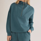 Varley HAWLEY HALF ZIP SWEAT Mallard Blue