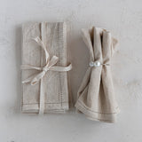 Creative Co-op SET OF 4 COTTON AND LINEN BORDER STITCH NAPKINS