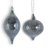 K and K Interiors DARK BLUE MERCURY GLASS ORNAMENT