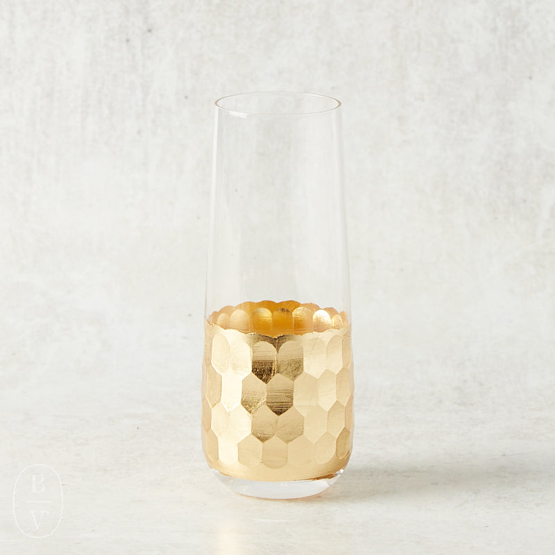Zodax FEZ CUT STEMLESS CHAMPAGNE GLASS Gold Leaf