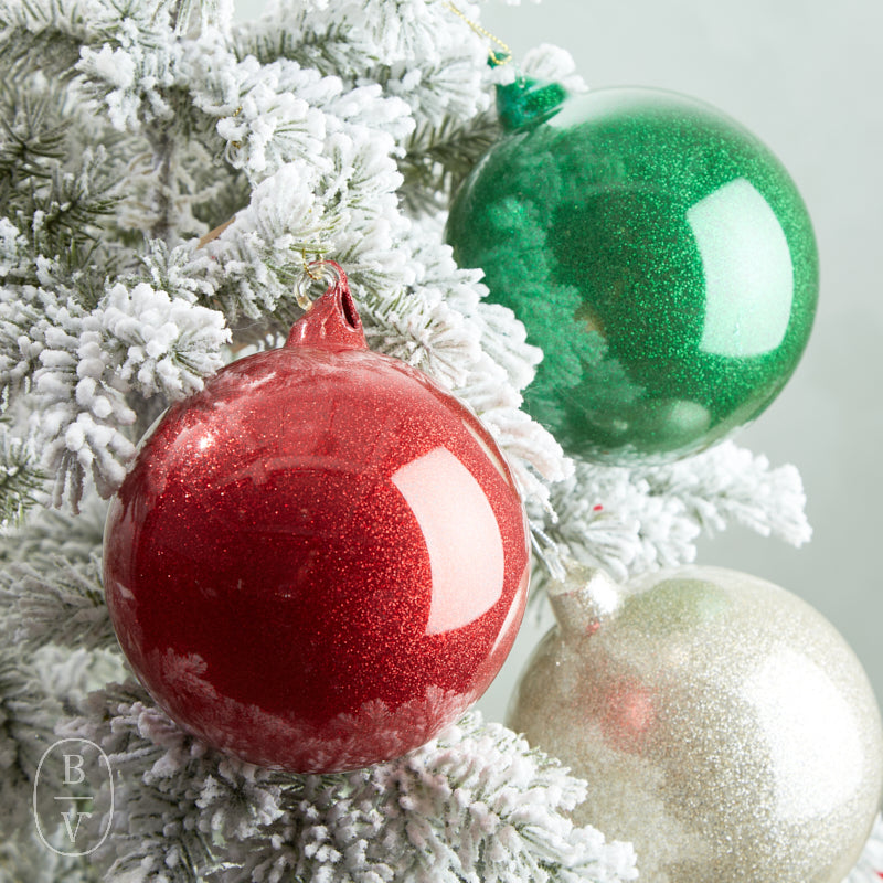 Raz Imports GLITTER BLOWN GLASS BALL ORNAMENT