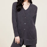 Barefoot Dreams COZYCHIC LITE CONTRAST STITCH CARDIGAN Carbon_Pearl