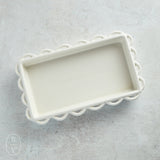Creative Co-op STONEWARE SCALLOPED NAPKIN HOLDER White