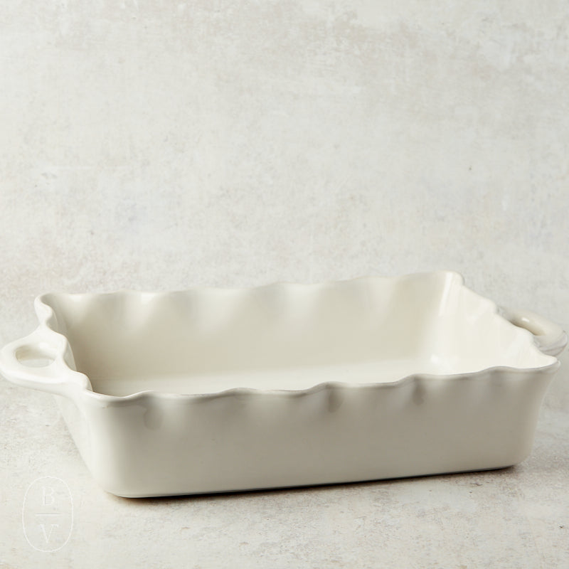 Casafina by Costa Nova RUFFLED LARGE RECTANGLE BAKER White