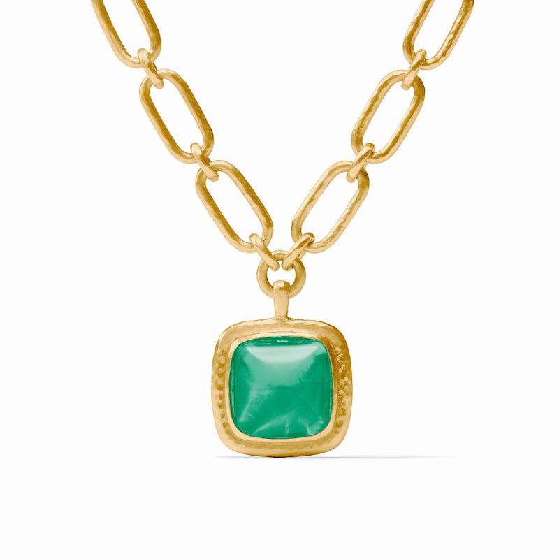 Julie Vos SAHARA STATEMENT NECKLACE Gold Iridescent Emerald Green