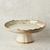 Etta B Pottery FLIRTY EDGE CAKE STAND Botanical