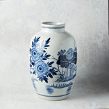 Creative Co-op BLUE AND WHITE STONEWARE URN VASE