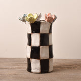 Dixie Pottery VASE NO 2 WITH 5 FLOWERS Black Check