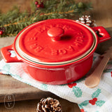 Creative Co-op STONEWARE BRIE BAKER WITH WOOD TREE SHAPED SPREADER