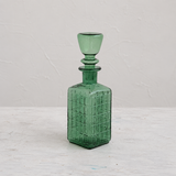 Creative Co-op DARK GREEN EMBOSSED GRID GLASS DECANTER WITH STOPPER