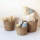 Creative Co-op BRAIDED BANKUAN BASKET WITH SCALLOPED EDGE