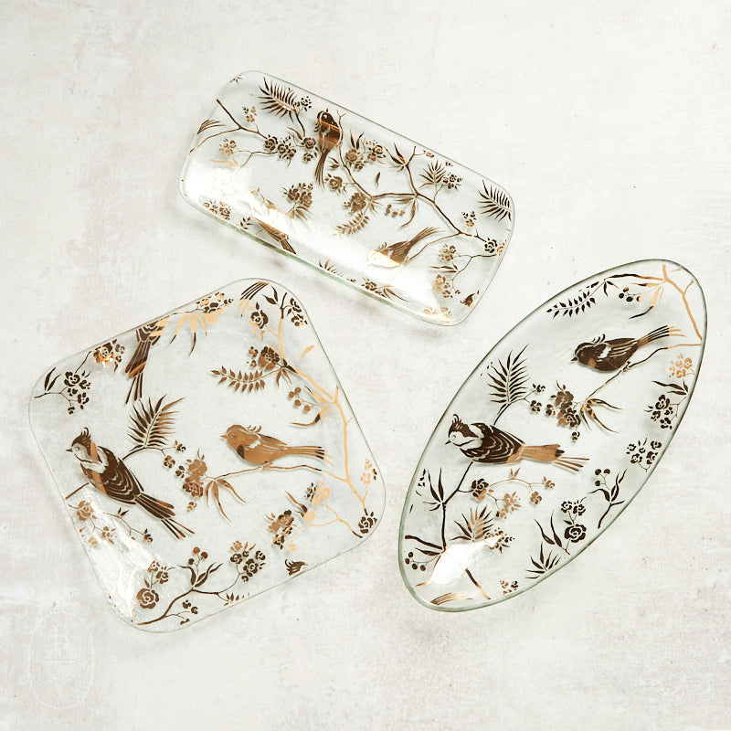 Annieglass BIRDSONG SQUARE PLATE