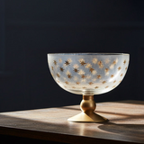 Creative Co-op STARBURST PATTERN ETCHED GLASS FOOTED BOWL