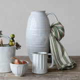 Creative Co-op WHITE STONEWARE RIBBED BOWL