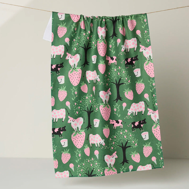 Geometry STRAWBERRY COWS TEA TOWEL