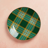 MacKenzie-Childs ENAMEL DINNER PLATE Tartan Green