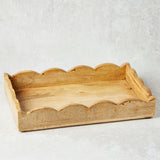 Creative Co-op RECTANGLE MANGO WOOD SCALLOPED TRAY