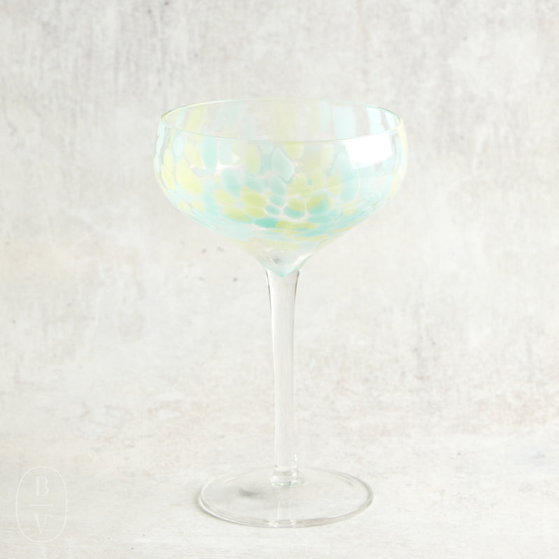 Creative Co-op CONFETTI CHAMPAGNE COUPE GLASS Blue & Green