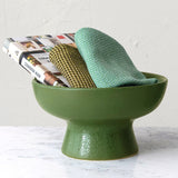 Creative Co-op GREEN STONEWARE FOOTED BOWL Green