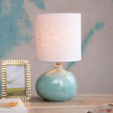Bloomingville CRACKLE GLAZE STONEWARE LAMP LINEN SHADE